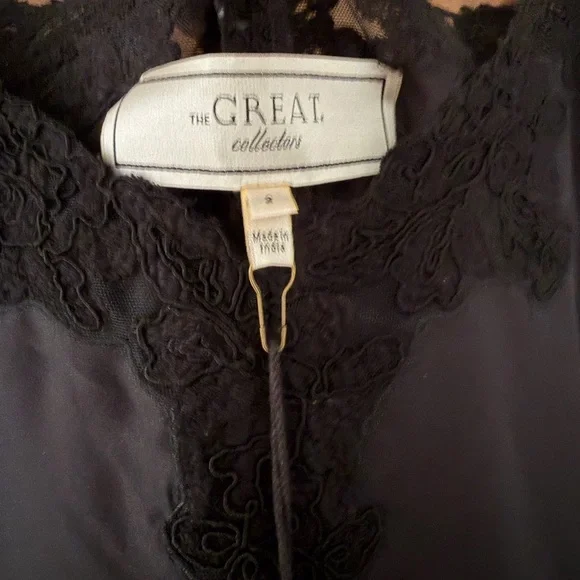 THE GREAT. Black Lace Detail midi dress - Picture 9 of 13